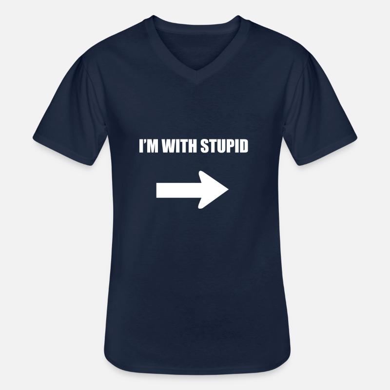 Ich bin mit dumm - weiß - Männer-T-Shirt mit V-Ausschnitt - Navy