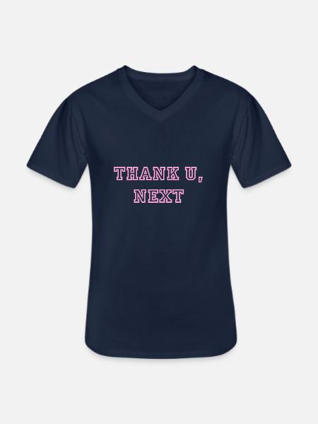 Frase Grazie, prossima Ariana Pink Vintage - Maglietta da uomo classica con scollo a V - navy