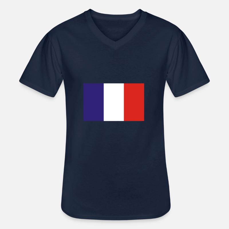Frankreich - Männer-T-Shirt mit V-Ausschnitt - Navy