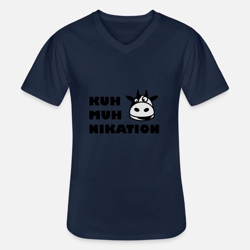 Kommunikation Kuh - Männer-T-Shirt mit V-Ausschnitt - Navy
