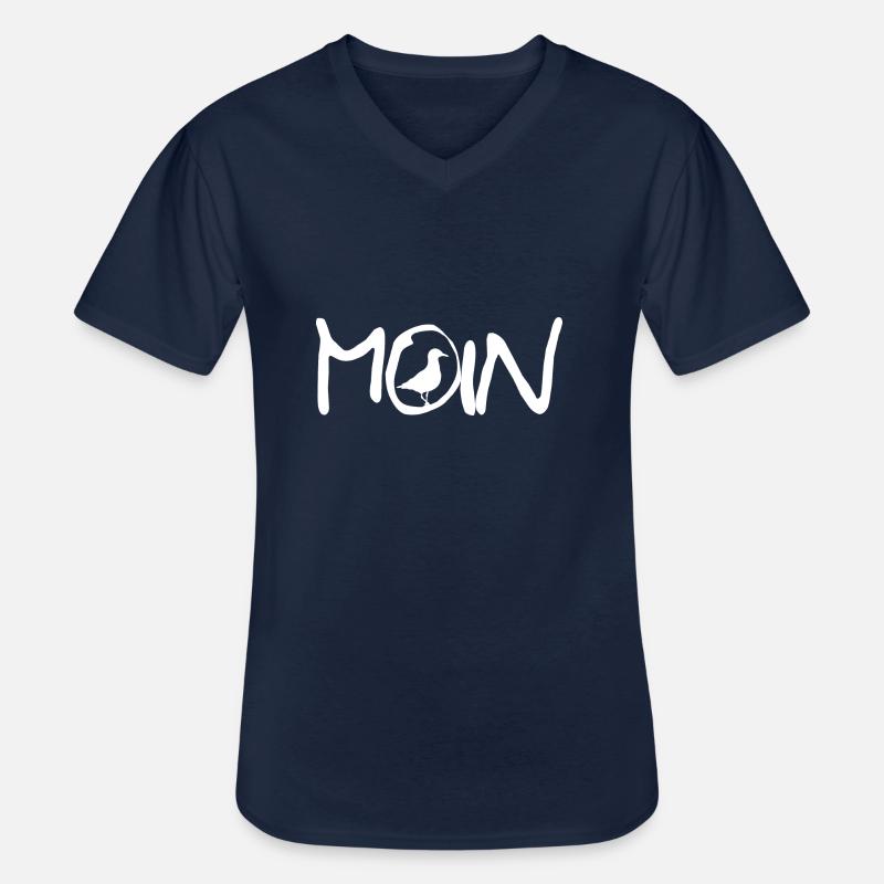 Moin mit Möwe - Männer-T-Shirt mit V-Ausschnitt - Navy