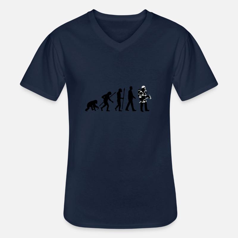 evolution_feuerwehrmann_012015_c_3c - Männer-T-Shirt mit V-Ausschnitt - Navy