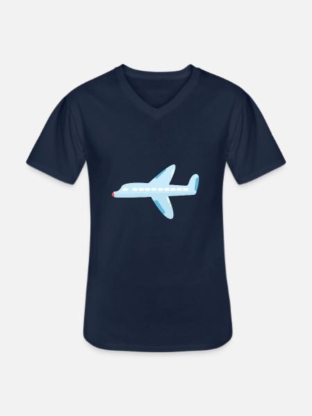 airplane - Men's V-Neck T-Shirt - navy