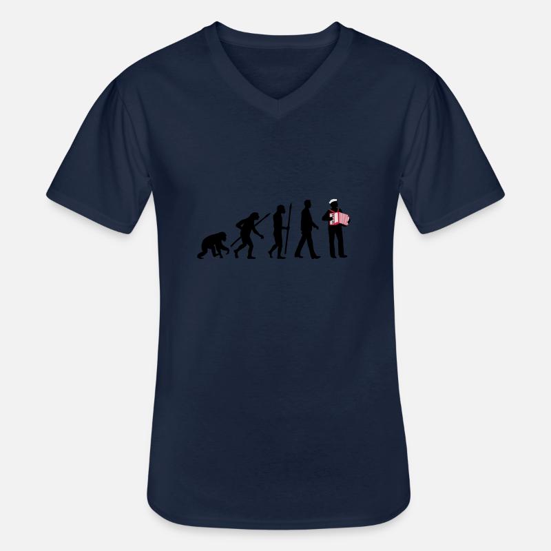 evolution_akkordeon_spieler_122013_b_3c - Männer-T-Shirt mit V-Ausschnitt - Navy
