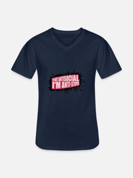 not antisocial anti stupid - Men's V-Neck T-Shirt - navy