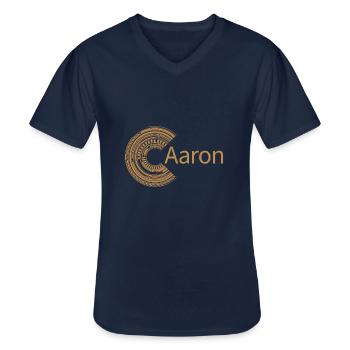 For Aaron - Men's V-Neck T-Shirt - navy - Front - AI Model Male 178 dark (178cm)
