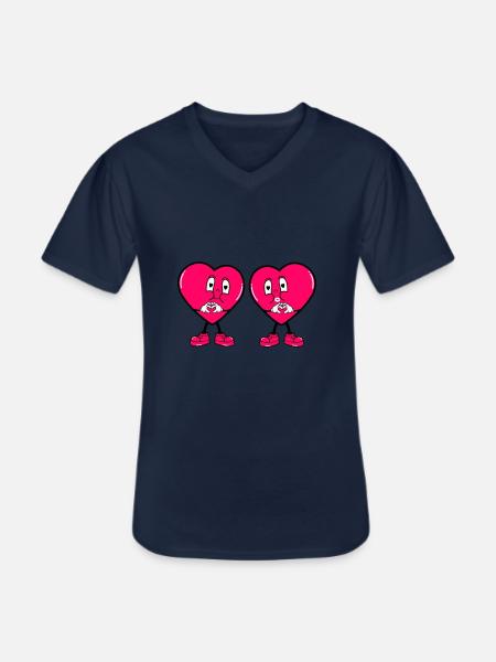 Comic Hearts Love - Men's V-Neck T-Shirt - navy