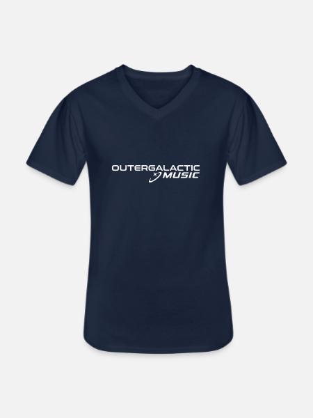 Outergalactic Music logo white - Men's V-Neck T-Shirt - navy