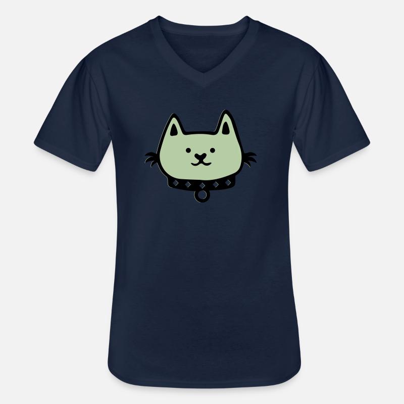 cat comic - Männer-T-Shirt mit V-Ausschnitt - Navy