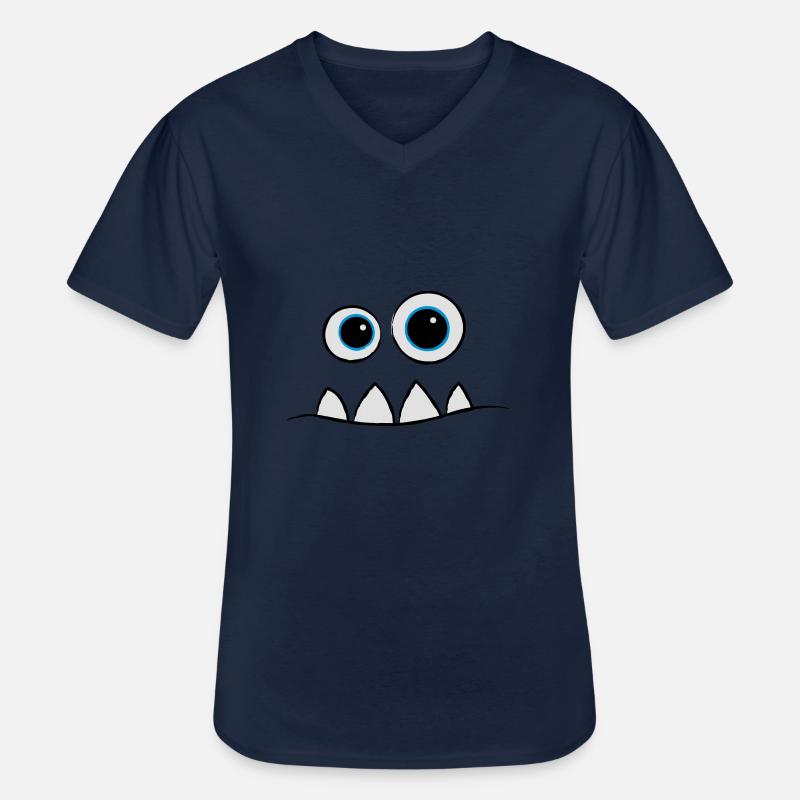 Monster Face - Männer-T-Shirt mit V-Ausschnitt - Navy