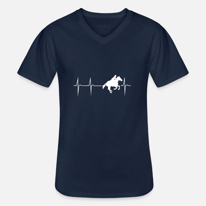 le battement cavalier cheval cheval - T-shirt col V Homme - marine