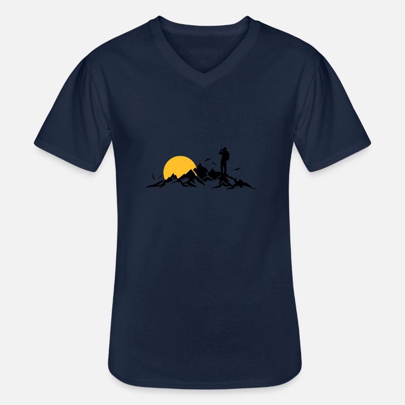 Natur - Berge Wanderer - Männer-T-Shirt mit V-Ausschnitt - Navy