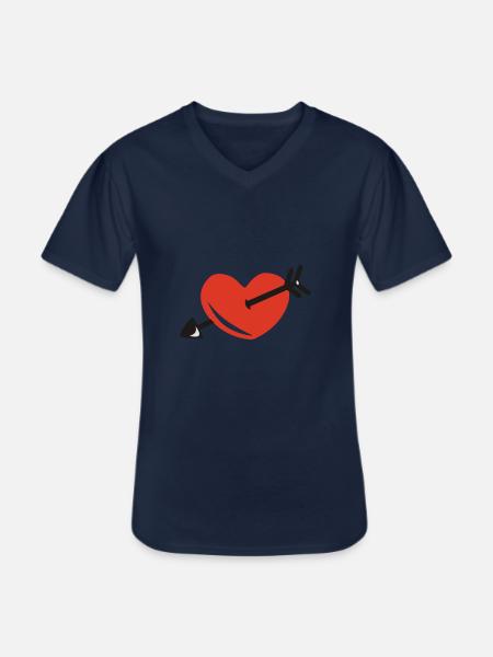 Heart - Arrow - Men's V-Neck T-Shirt - navy