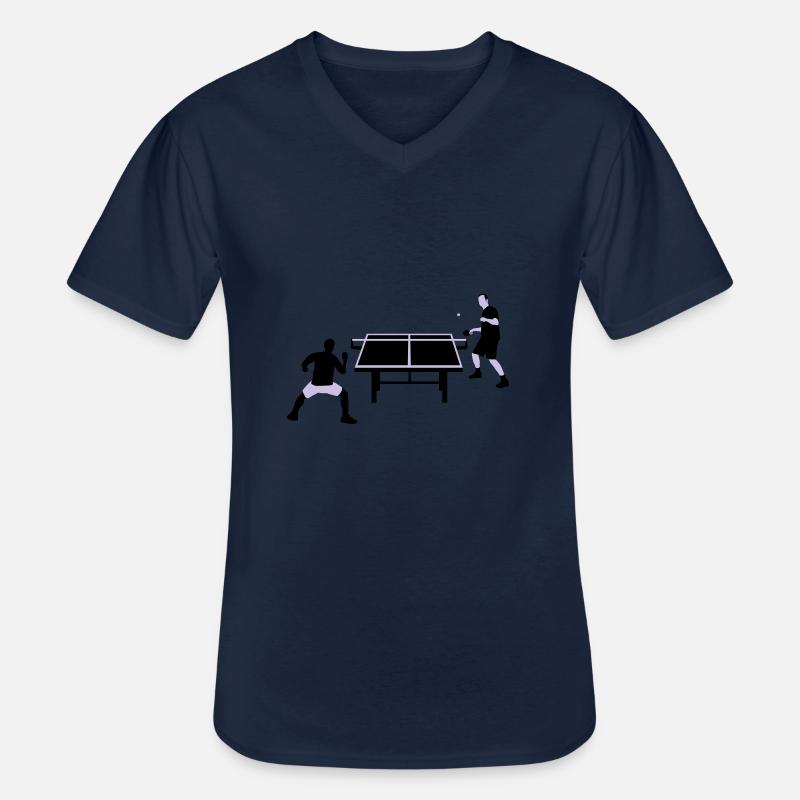 table_tennis_052012_c_2c - Männer-T-Shirt mit V-Ausschnitt - Navy