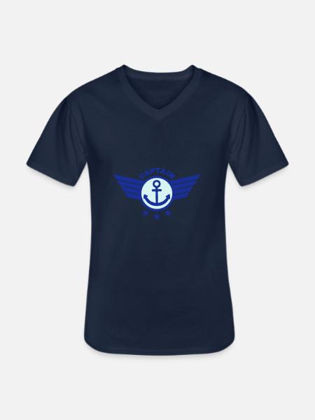 Anchor Captain - Men's V-Neck T-Shirt - navy
