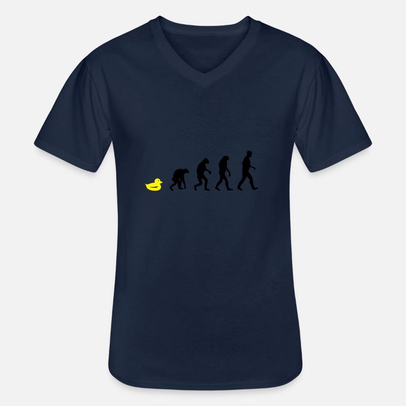 quietsche entchen evolution - Männer-T-Shirt mit V-Ausschnitt - Navy