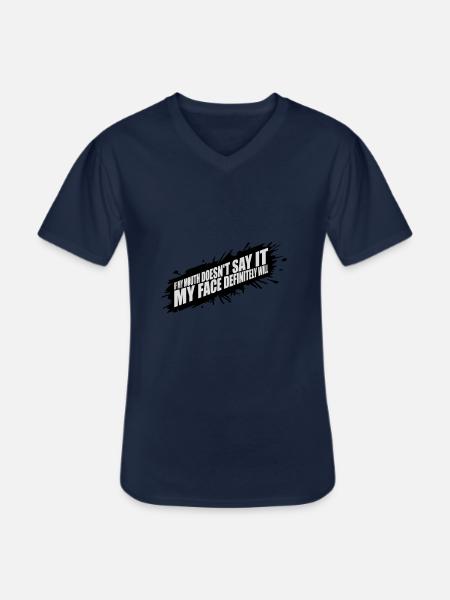 my face definitely will - Männer-T-Shirt mit V-Ausschnitt - Navy