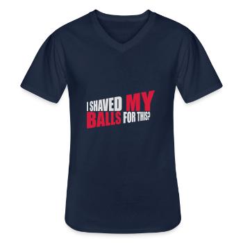 I shaved my balls - Men's V-Neck T-Shirt - navy - Front - AI Model Male 178 dark (178cm)