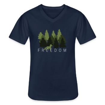 Fuchs Wald Freiheit Spruch - Männer-T-Shirt mit V-Ausschnitt - Navy - Vorne - AI Model Male 178 dark (178cm)