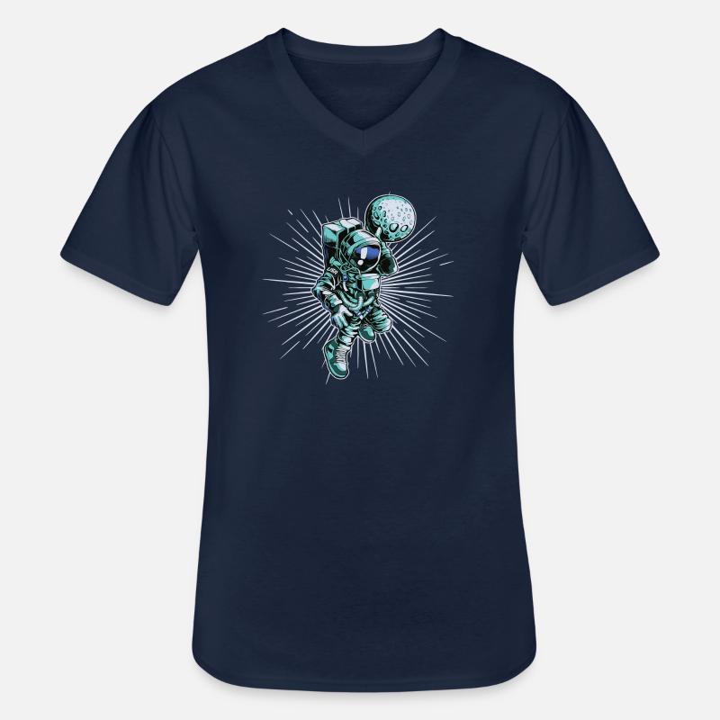 Space Ufo Astronaut Raumschiff - Männer-T-Shirt mit V-Ausschnitt - Navy