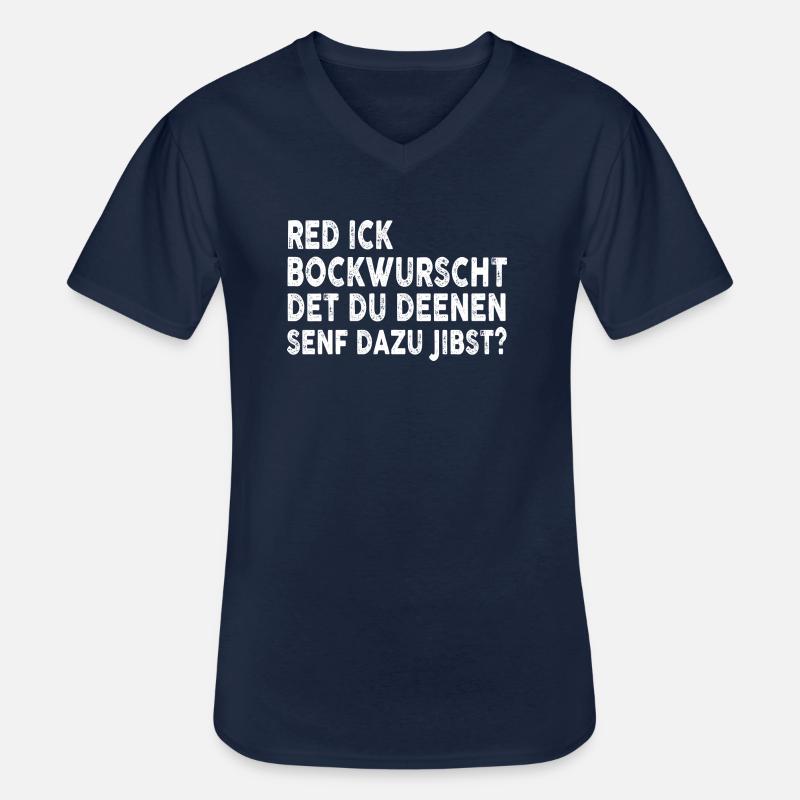 Red Ick Bockwurscht? - Männer-T-Shirt mit V-Ausschnitt - Navy