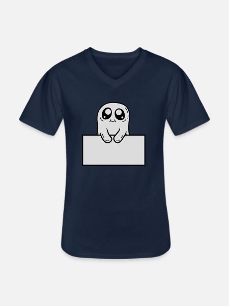 Ghost Shows Shield Cartoon - Men's V-Neck T-Shirt - navy