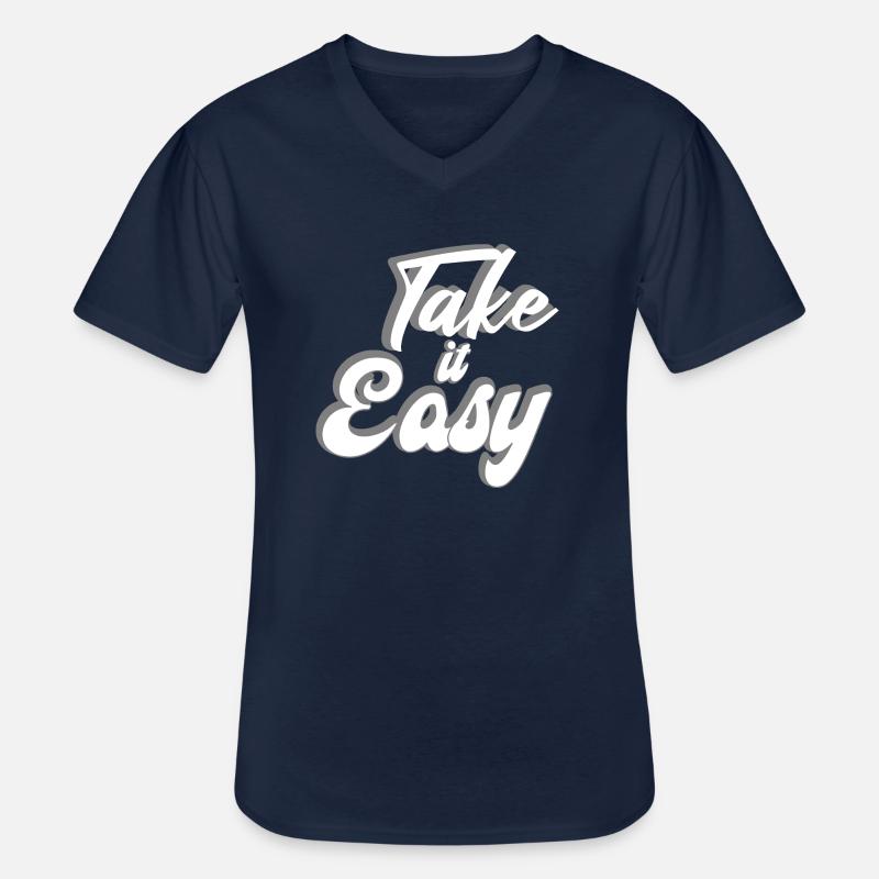 Take it Easy Design - Männer-T-Shirt mit V-Ausschnitt - Navy