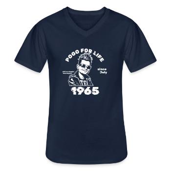 60. Anniversaire Pogo pour la vie depuis 07/1965 - T-shirt col V Homme - marine - Devant - AI Model Male 178 dark (178cm)