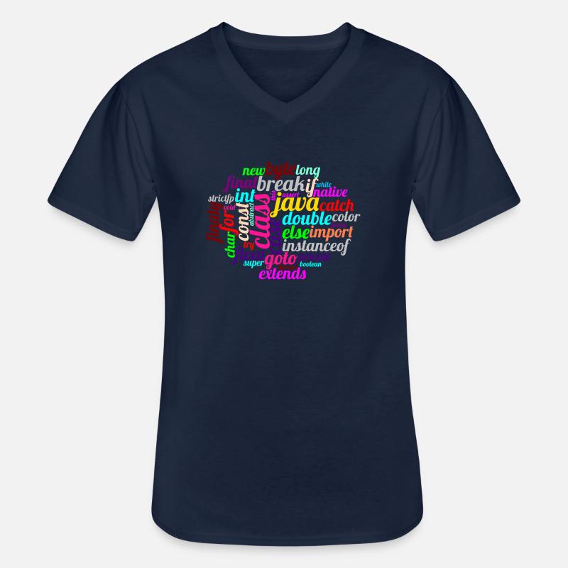 Java WordCloud - T-shirt col V Homme - marine