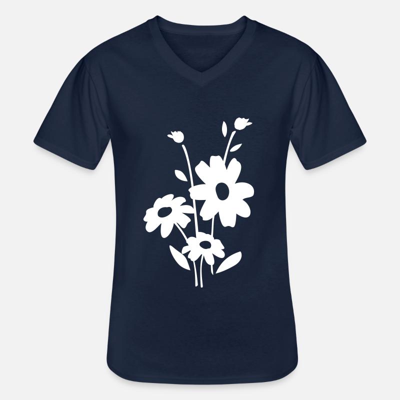 Blumen Blümchen Flower fleur - Männer-T-Shirt mit V-Ausschnitt - Navy