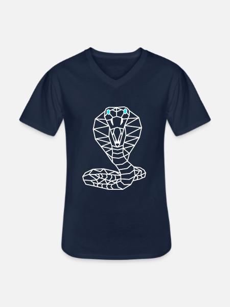 Snake Geometric Line - Men's V-Neck T-Shirt - navy