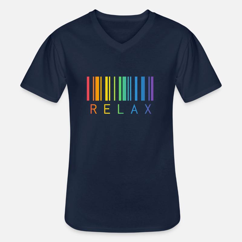 RELAX BARCODE STRICHCODE - Männer-T-Shirt mit V-Ausschnitt - Navy