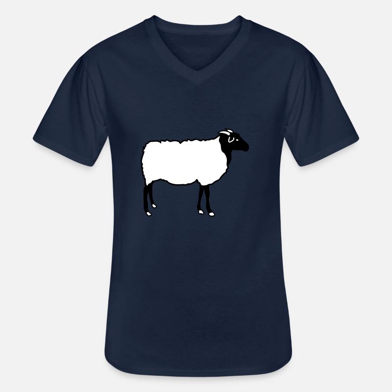 Får Får Heidschnucke lam Shepherd lam - Klassisk herre T-shirt med V-udskæring - marineblå
