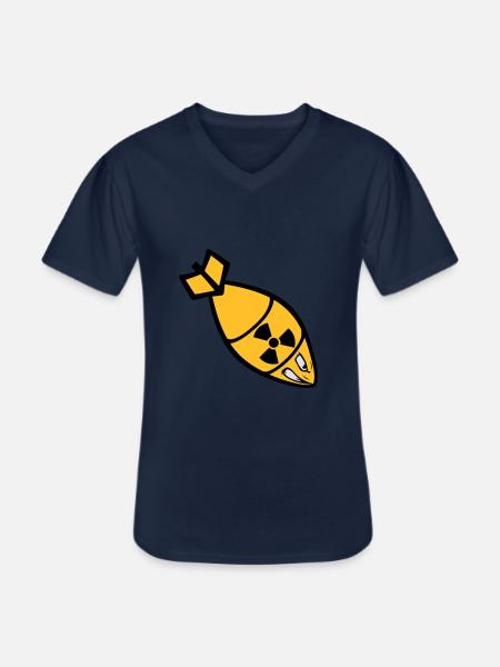 face atomic bomb radioactive bombard - Men's V-Neck T-Shirt - navy