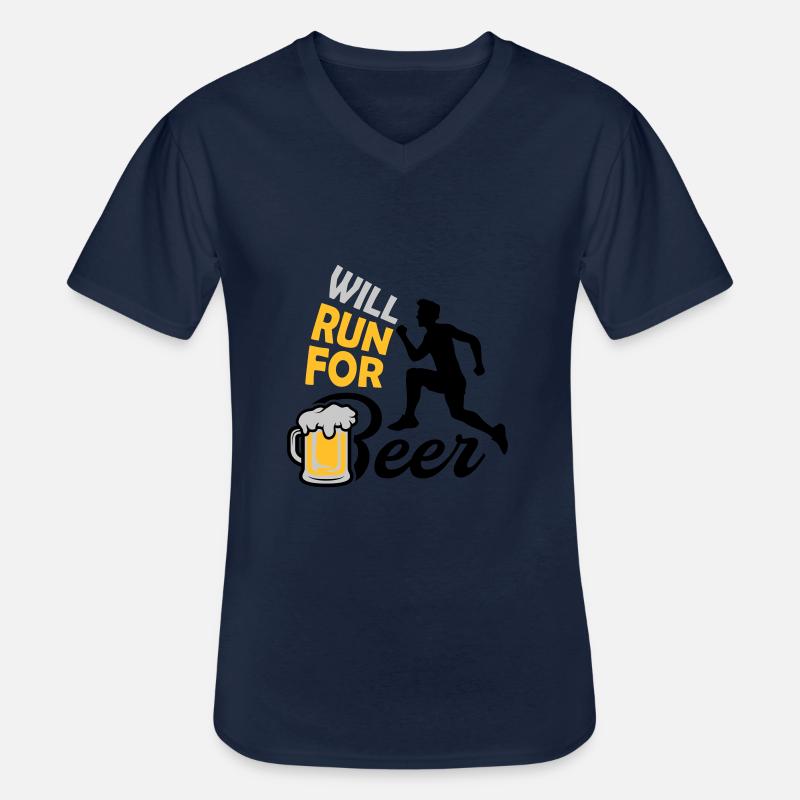 Run for Beer - Männer-T-Shirt mit V-Ausschnitt - Navy