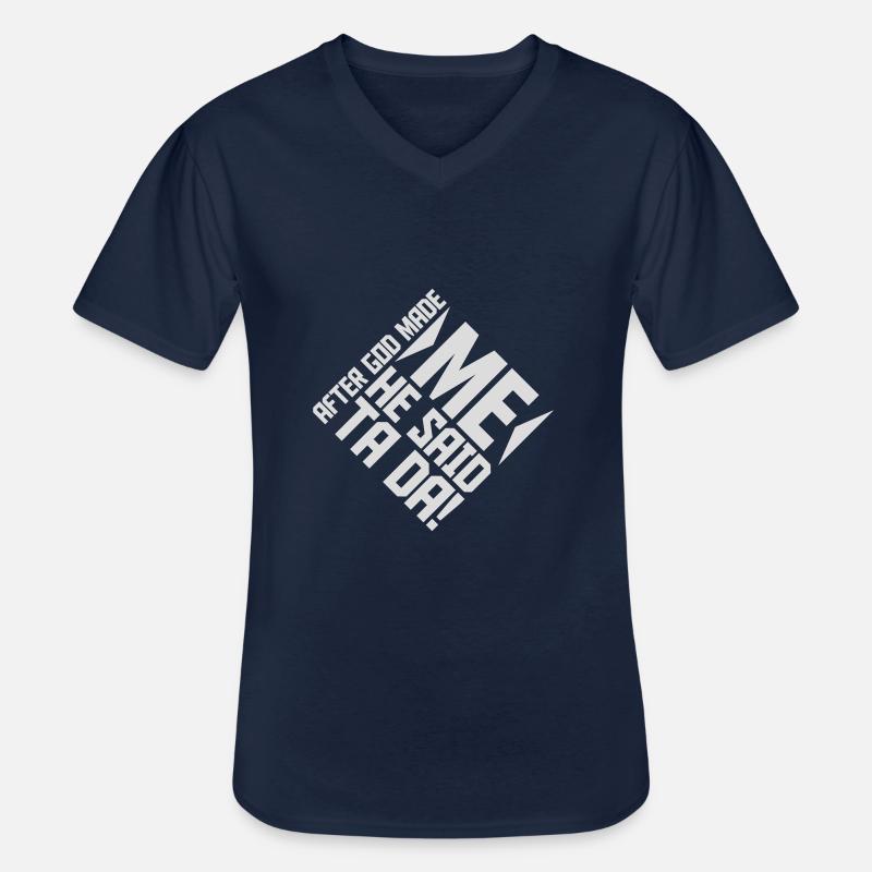 after god made me - Männer-T-Shirt mit V-Ausschnitt - Navy