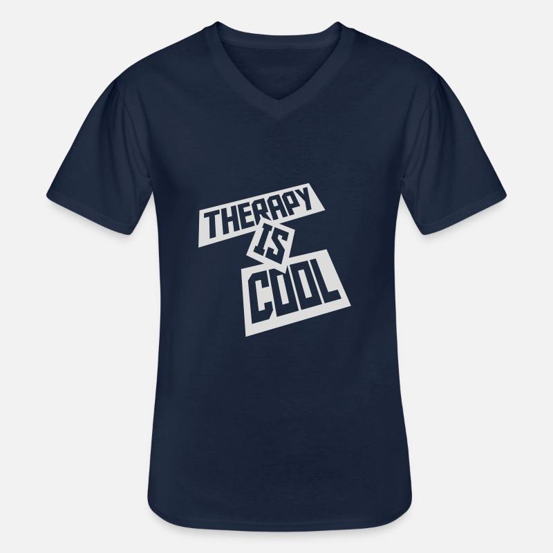 therapy is cool Zitat - Männer-T-Shirt mit V-Ausschnitt - Navy