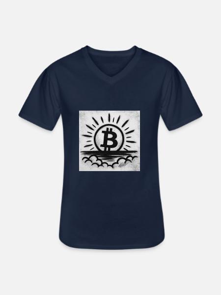 Sun goes up with Bitcoin - Men's V-Neck T-Shirt - navy
