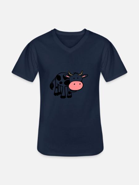 cow - Men's V-Neck T-Shirt - navy