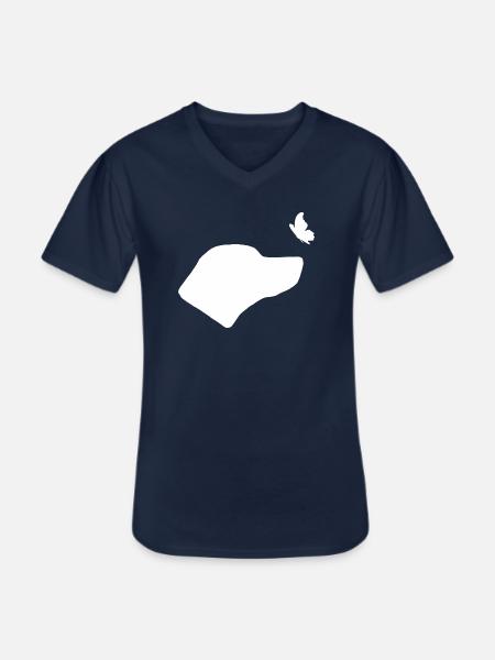 Rhodesian Ridgeback mit Schmetterling - Männer-T-Shirt mit V-Ausschnitt - Navy