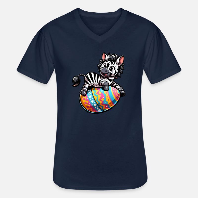Easter Zebra Easter Egg Comic - Men's V-Neck T-Shirt - navy