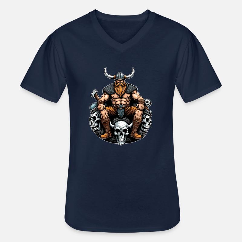 Wikinger mit Schädel - Männer-T-Shirt mit V-Ausschnitt - Navy
