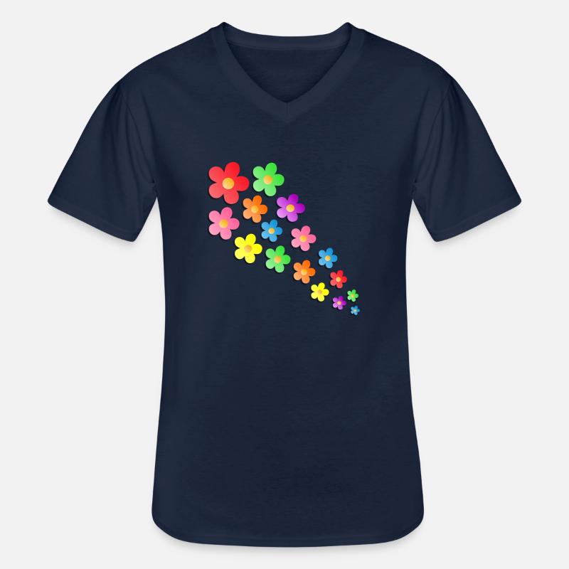 Flower Power - Männer-T-Shirt mit V-Ausschnitt - Navy