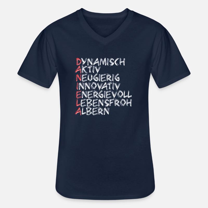 Daniela - Männer-T-Shirt mit V-Ausschnitt - Navy