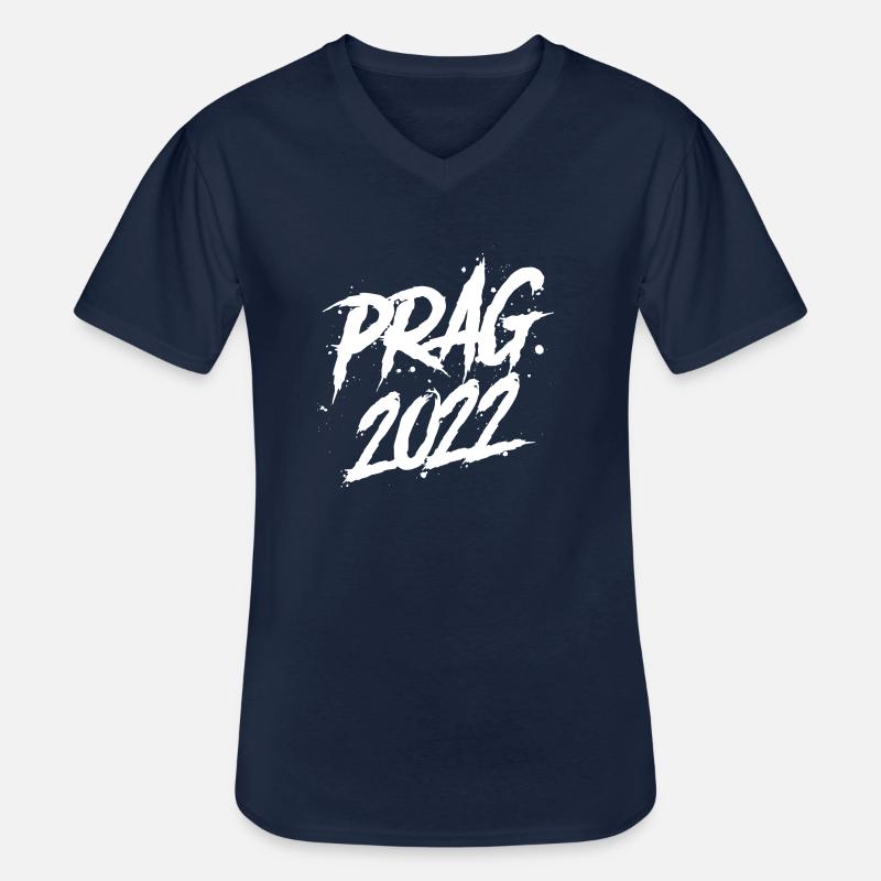 Prag 2022 - Männer-T-Shirt mit V-Ausschnitt - Navy