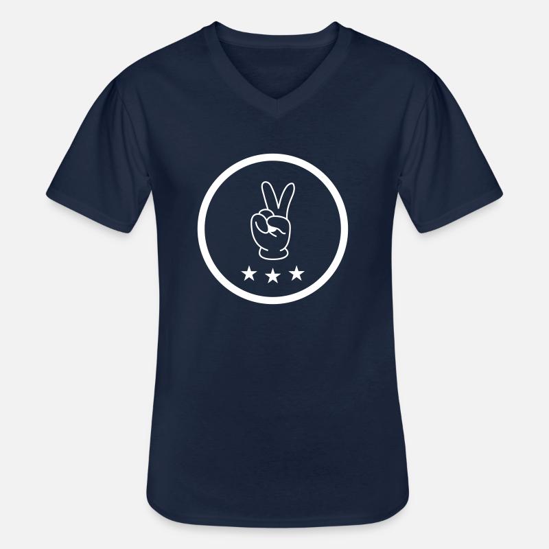 Peace Hand Comic - Männer-T-Shirt mit V-Ausschnitt - Navy