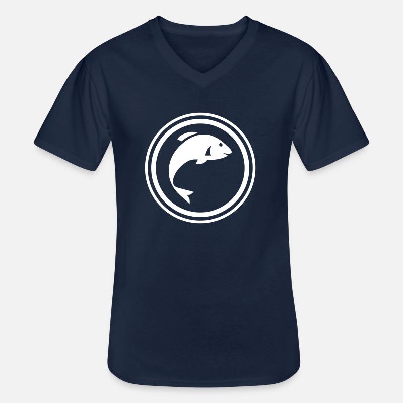 Fisch Symbol - Männer-T-Shirt mit V-Ausschnitt - Navy