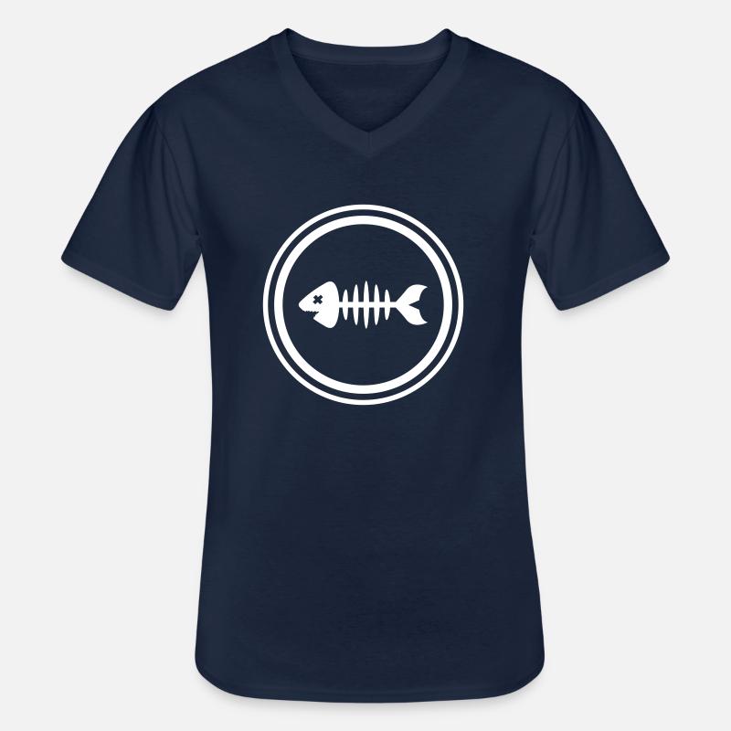 Fisch Symbol Knochen Gräte - Männer-T-Shirt mit V-Ausschnitt - Navy