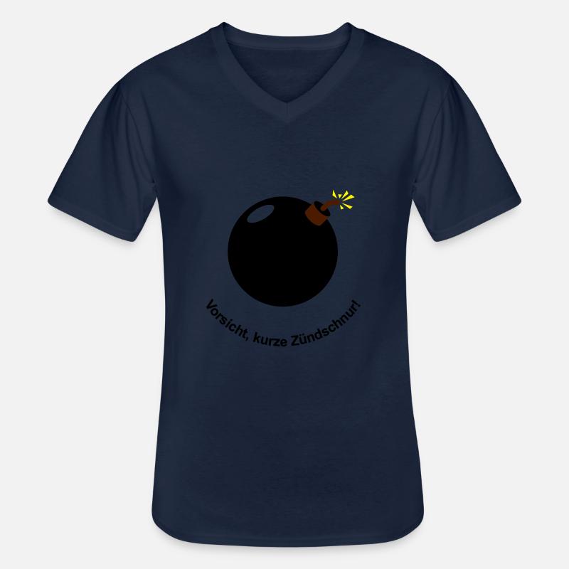 Vorsicht - kurze Zündschnur! - Männer-T-Shirt mit V-Ausschnitt - Navy