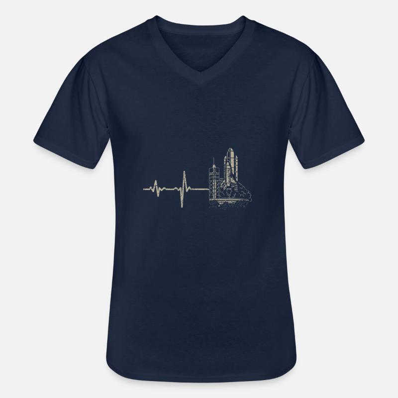 Geschenk Heartbeat Raumfahrt - Männer-T-Shirt mit V-Ausschnitt - Navy